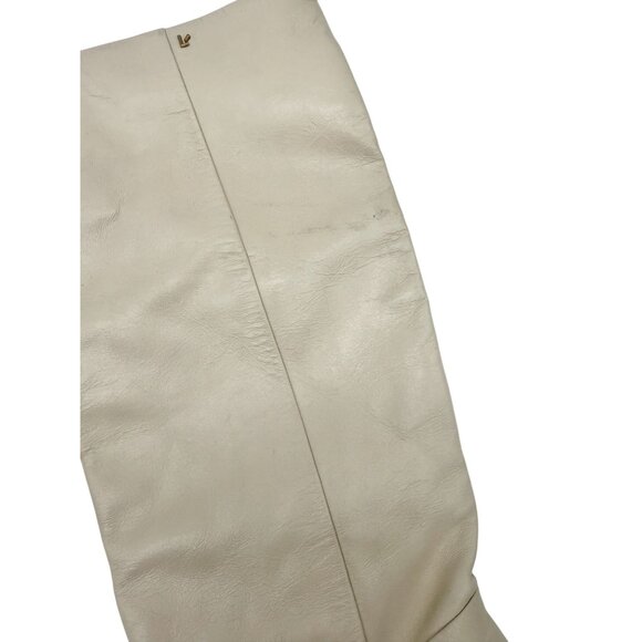Larroude Kate Knee High Leather Boots Ivory Pointed Toe Heels NWOT - Size 7 - Picture 7 of 12